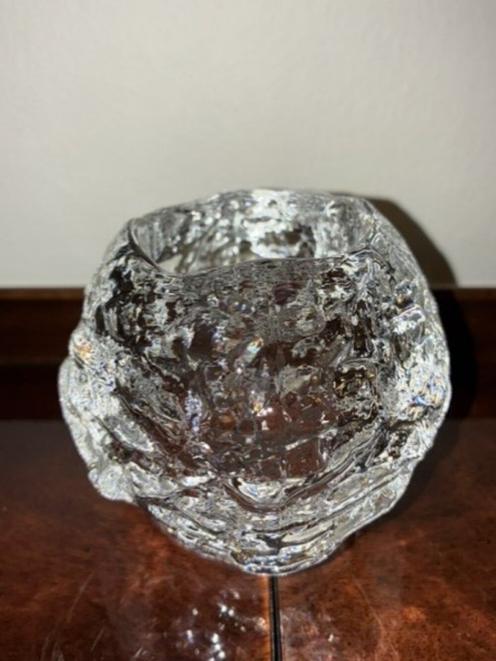 Kosta Boda Sweden Snowball Crystal Votive Candle Holder Designed by Ann Warff